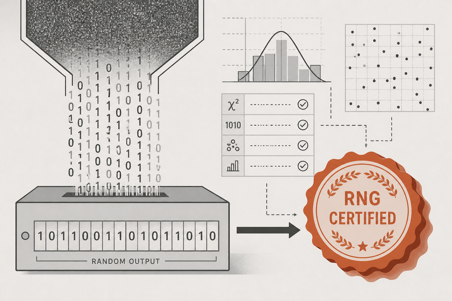 Certificate and testing motif with terracotta shadow offset
